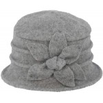Dahlia Women's Winter Hat - Wool Vintage Cloche Bucket Hat Daisy Flower Gray at Women’s Clothing store