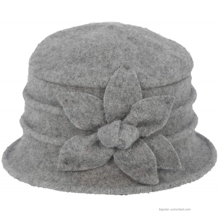 Dahlia Women's Winter Hat - Wool Vintage Cloche Bucket Hat Daisy Flower Gray at Women’s Clothing store
