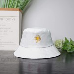 Daisy-Bucket-Hats Reversible Fisherman-Cap Packable Summer Sun Protection White Black 1pc at Women’s Clothing store