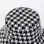 DOCILA Black and White Houndstooth Check Bucket Hat for Women Fashion Scottish Dogtooth Flat Top Cap 1920s Head Hair Cover Wrap Accessories Pied De Poule Femme Cadeau Black at Women’s Clothing store