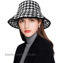 DOCILA Black and White Houndstooth Check Bucket Hat for Women Fashion Scottish Dogtooth Flat Top Cap 1920s Head Hair Cover Wrap Accessories Pied De Poule Femme Cadeau Black at  Women’s Clothing store