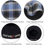 DOCILA Detachable Face Cover Bucket Hats For Women Reversible Large Brim Plaid Tartan Windproof Fisherman Hats Floppy Summer Hats Z-BlackBlue at Women’s Clothing store