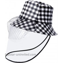 DOCILA Fashion Checks Plaid Print Bucket Rain Hat for Women Outdoor Windproof Fisherman Sun Caps with Detachable Face Cover Checks-Black at  Women’s Clothing store