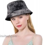 Feximzl Print Cotton Packable Summer Travel Bucket Beach Sun Hat Fruit Flower Pattern Hat 16.Tie-dye Black at Women’s Clothing store