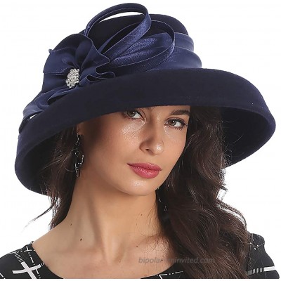 FORBUSITE Women Wool Felt Cloche Dress Hat 1920s Bucket Church Hats for Women Winter Blue at  Women’s Clothing store