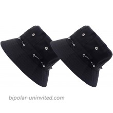 FPKOMD 2Pieces Summer Outdoor Unisex Bucket Hat Packable Travel Adjustable Visor Cap Black at  Women’s Clothing store