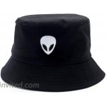 FPKOMD Bucket Hats for Women Men Pckable Sun Protection Fisherman Cap Outdoor Travel Anti-UV Visor Cap Black Alien at Women’s Clothing store