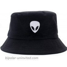 FPKOMD Bucket Hats for Women Men Pckable Sun Protection Fisherman Cap Outdoor Travel Anti-UV Visor Cap Black Alien at  Women’s Clothing store