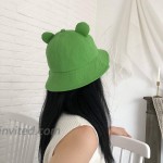 Frog-Hat-Adults Summer Cotton Bucket-Sun-Hat - Packable Wide Brim Funny Fisherman Beach Hat Green Frog M at Women’s Clothing store