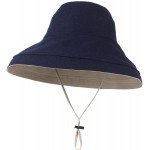 GEMVIE Womens Wide Brim Bucket Hat Reversible Solid Color Beach Sun Hats with Chain Strap Navy at Women’s Clothing store