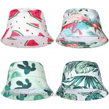 Geyoga 4 Pieces Bucket Hat Cotton Packable Travel Hat Washed Hawaii Beach Fishing Hat for Men Women Kids at  Women’s Clothing store