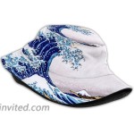 Gocerktr Unisex Wave Patern Bucket Hat Summer Fall Travel Fisherman Cap UV Protection Sun Hat for Fishing Safari Beach & Boating at Women’s Clothing store