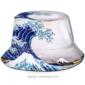 Gocerktr Unisex Wave Patern Bucket Hat Summer Fall Travel Fisherman Cap UV Protection Sun Hat for Fishing Safari Beach & Boating at  Women’s Clothing store