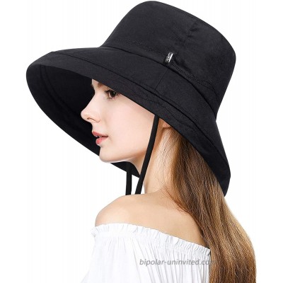H.Busque Sun Hats Bucket Hat for Women with UV Protection Foldable Wide Brim Beach Safari Fishing Cap Black at  Women’s Clothing store