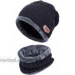 HINDAWI Womens Beanie Winter Hat Scarf Set Slouchy Warm Snow Knit Skull Cap Black