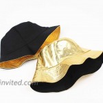 Ibnotuiy Metallic Bucket Hat Fisherman Hat for Unisex Double Sides Available Gold at Women’s Clothing store