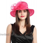 Jasmin Lady Derby Dress Church Cloche Hat Bow Bucket Wedding Bowler Hats Rose Red Free at Women’s Clothing store