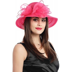 Jasmin Lady Derby Dress Church Cloche Hat Bow Bucket Wedding Bowler Hats Rose Red Free at  Women’s Clothing store