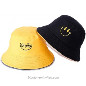 jidachuang Bucket Hats Men Women Reversible Cotton Double-Sided Fishing Hat Winter Yellow Smile at  Women’s Clothing store