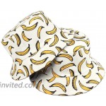 Joylife Banana Print Bucket Hat Fruit Pattern Fisherman Hats Summer Reversible Packable Cap White at Women’s Clothing store