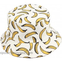 Joylife Banana Print Bucket Hat Fruit Pattern Fisherman Hats Summer Reversible Packable Cap White at  Women’s Clothing store
