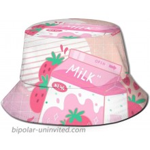 Kawaii Strawberry Milk Shake Unisex Bucket Hat Summer Travel Beach Sun Hats Outdoor Cap at  Women’s Clothing store