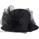 Lady Church Derby Dress Cloche Hat Fascinator Floral Tea Party Wedding Bucket Hat S051 Black at Women’s Clothing store