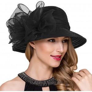 Lady Church Derby Dress Cloche Hat Fascinator Floral Tea Party Wedding Bucket Hat S051 Black at  Women’s Clothing store