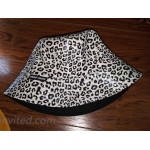 Leather Double Side Wear Leopard Bucket Hats for Women Men Shiny Trendy Black Sun Cap for Teens GirlsWhite Leopard