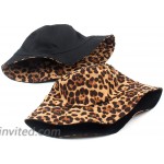 Leopard Print Bucket HatLepord Print Bucket Hat Trendy Animal Pattern Fisherman Hats for Women Reversible Packable Cap Brown at Women’s Clothing store