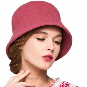 Maitose Women's Simple Wool Felt Bucket Hat Pink at  Women’s Clothing store
