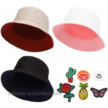 MEINICY 3 Pack Cotton Reversible Bucket Hat Summer Sun Protection Hat Foldable Fisherman-Cap for WomenBlack