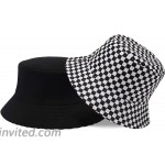 Mimfutu Checkered Reversible Womens Bucket Hat Summer Fashion Fisherman Beach Sun Hats Black White at Women’s Clothing store