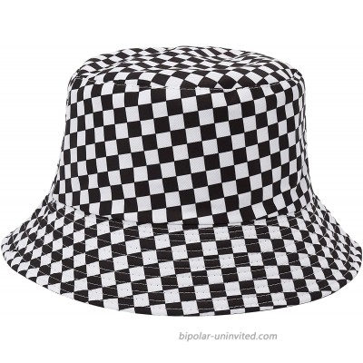 Mimfutu Checkered Reversible Womens Bucket Hat Summer Fashion Fisherman Beach Sun Hats Black White at  Women’s Clothing store