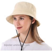 Mukeyo Womens Summer Bucket Hat Packable UV Protection Fisherman Sun Hats Outdoor Travel Beach Fishing Cap UPF50+ Beige at  Women’s Clothing store