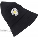 NLCAC Cotton Bucket Hats Floral Embroidery Summer Wide Brim Casual Sun Hat Black at Women’s Clothing store