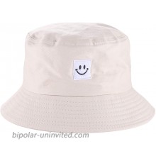 NLCAC Smile Face Bucket Hats for Women Summer Casual Wide Brim Cotton Sun Hats Foldable Outdoor Fisherman Hunting HatBeige at  Women’s Clothing store