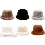 OCTEEN Faux Fur Bucket Hat Winter Fluffy Cap Fuzzy Warm Hat for Women Men Black at Women’s Clothing store