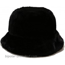 OCTEEN Faux Fur Bucket Hat Winter Fluffy Cap Fuzzy Warm Hat for Women Men Black at  Women’s Clothing store
