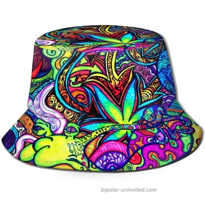 Psychedelic Trippy Mushrooms Bucket Hats Fashion Sun Cap Packable Outdoor Fisherman Hat for Women and Men