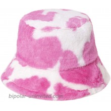 PURFANREE Women's Milk Cow Print Faux Fur Bucket Hat Fluffy Winter Warmer Fisherman Cap at  Women’s Clothing store
