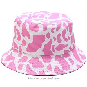 Quanhaigou Reversible White Pink Cows Pattern Prints Bucket Sun Hats Packable Double-Side-Wear Fisherman Outdoor Caps Summer Beach Hat at  Women’s Clothing store