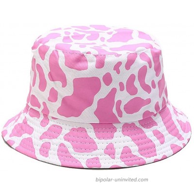 Quanhaigou Reversible White Pink Cows Pattern Prints Bucket Sun Hats Packable Double-Side-Wear Fisherman Outdoor Caps Summer Beach Hat at  Women’s Clothing store