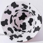 Reversible Cow Print Bucket Sun Hats Summer Beach UV Protection Cowgirl Women Pink at Women’s Clothing store
