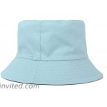 Simple Casual Bucket Hat Double-Sided Wear Outdoor Cap Summer Travel Solid Color Beach Sun Hat Unisex Couple Hat Orange+Sky Blue at Women’s Clothing store