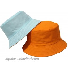 Simple Casual Bucket Hat Double-Sided Wear Outdoor Cap Summer Travel Solid Color Beach Sun Hat Unisex Couple Hat Orange+Sky Blue at  Women’s Clothing store