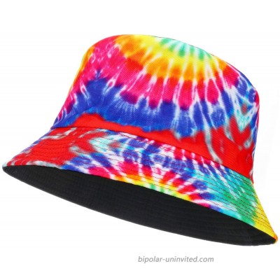 Sllrrka Bucket Hat Unisex Summer Travel Sun Fisherman Hats Reversible Tie-dye Multicolor Yellow US2662D at  Women’s Clothing store