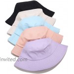 Solid Color Bucket Hat 100% Cotton Sun Summer Beach Cap for Women Men Adults Lilac at Women’s Clothing store