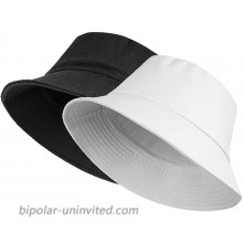 Sun Bucket Hat Cotton-Reversible Unisex - Beach Travel Fisherman Cap Foldable Fit for Womens Teens 22-22.75 Black+White 2pcs Medium 22-22.75 m at  Women’s Clothing store