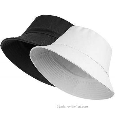 Sun Bucket Hat Cotton-Reversible Unisex - Beach Travel Fisherman Cap Foldable Fit for Womens Teens 22-22.75 Black+White 2pcs Medium 22-22.75 m at  Women’s Clothing store